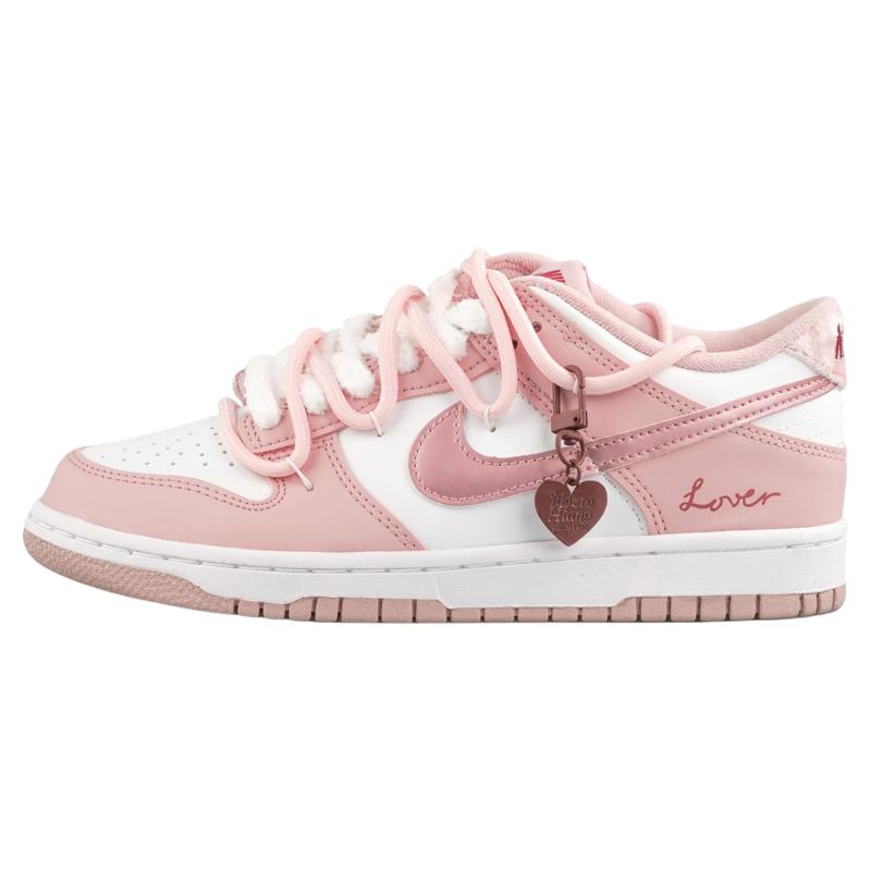 球鞋定制耐克Nike DUNK低帮粉色丝绒樱桃女子运动鞋板鞋2025冬季