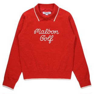 韩国高尔夫服装女士长袖针织衫2025秋冬新款百搭保暖golf运动上衣