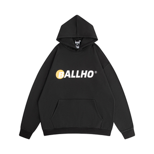 BALLHO秋冬新款加厚加绒篮球连帽卫衣男女帽衫宽松运动美式上衣