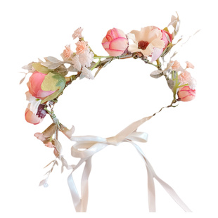 2024新款儿童花环头饰编发发箍发带女童公主皇冠头花森系仙美发饰