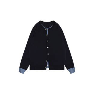 sameuoo散养文化慵懒风假两件毛针织衫女秋冬无性别毛衣开衫