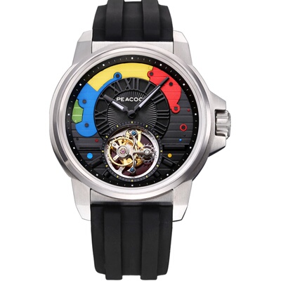 孔雀陀飞轮时尚机械男表