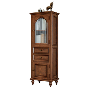 美式实木客厅电视柜边柜酒柜家用餐边柜靠墙展示柜单门玻璃门柜子