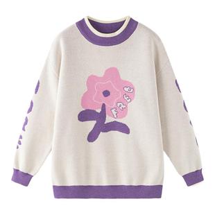 加比瑞女童毛衣冬季新款儿童针织衫纯棉冬装上衣休闲大童加厚毛衣