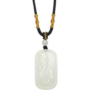 周六福天然和田玉吊坠男女平安关公福牌佳礼玉石新年礼物