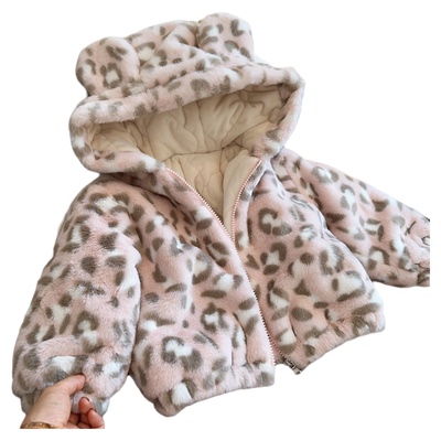 加绒加厚秋冬撞色豹纹