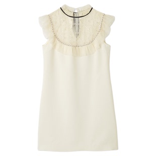 LILY BROWN2025秋冬新品CANDY薄纱荷叶边钉珠连衣裙LWFO254804