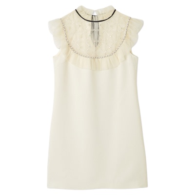 LILYBROWN薄纱荷叶边钉珠连衣裙