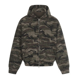 大佬街舞潮牌hiphop迷彩外套裂痕美式街头风宽松显瘦连帽W1328