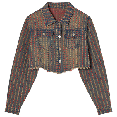 Eptison撞色短款牛仔短款外套