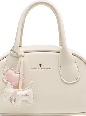 Valuncica/华伦西亚布丁包新款保龄球包牛皮斜挎手提波士顿包包女