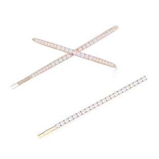 交叉水钻侧边夹女精致高级感刘海夹ins碎发夹金属一字夹发卡头饰