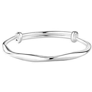 莫比乌斯银手镯女款纯银9999年轻款实心素圈足银镯子生日礼物女生