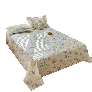 莫凡家纺全棉印花纯棉斜纹床单件被单学生宿舍双人简约枕套三件套