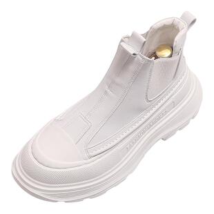 高帮鞋男8cm内增高厚底秋季款短筒靴子男韩版潮流百搭中帮马丁靴