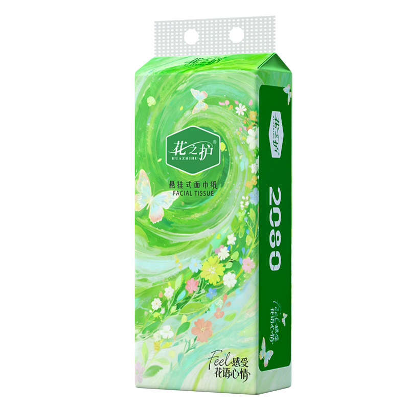 花之护加量大包抽纸悬挂式纸巾家用卫生纸餐巾纸可湿水手纸纸抽
