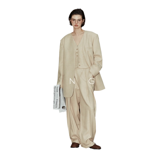 晶咕黑标JGGU早春套装女2025年复古摩登高级纯色感质感西装三件套