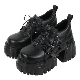 purple tiger 复古小众轻亚厚底鞋2025春季新款休闲黑色小皮鞋