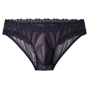 伪男内裤蕾丝花边薄透性感男同志伪娘三角内裤高弹不勒紧身透气