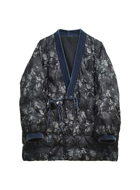 艾绘馆新中式国风印花保暖羽绒服