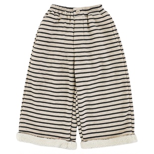 幼悠女童2025冬季新款条纹加绒显瘦直筒裤宽松加厚保暖儿童长裤潮