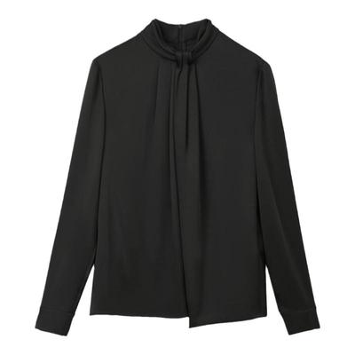 朗姿法式气质设计感醋酸衬衣2024冬季新款高级感法式内搭衬衫上衣