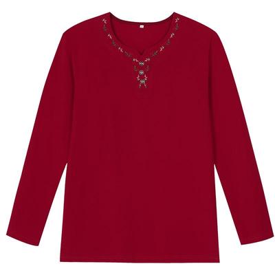 妈妈T恤纯棉全棉长袖2024新款