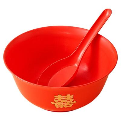 红色480ml双喜碗一次性餐具套装