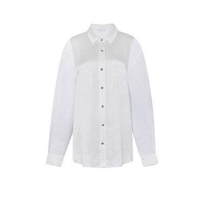 SILKYMIRACLE真丝水钻衬衫睡裙