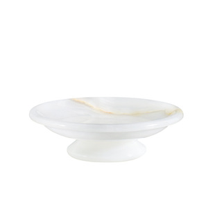 北欧风天然大理石白玉石香薰果盘高脚托盘客厅茶几收纳装饰摆件