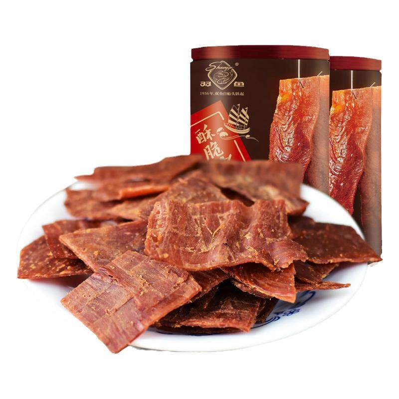 正宗双鱼猪肉脯酥脆118g*2罐装靖江特产猪肉铺脆肉脯散装碎片零食