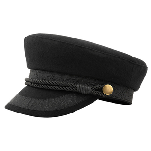 全封口不可调节帽子男款冬季保暖平顶帽女显脸小高顶鸭舌帽海军帽