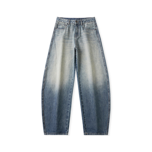 花花公子秋冬季加绒弯刀牛仔裤男2025美式潮流阔腿裤宽松垂感长裤