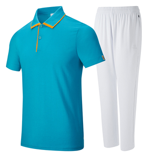 名朗格运动服男女情侣款休闲运动衣套装短袖T恤长裤团购体操服装