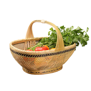 精编竹篮子手提篮 竹编家用买菜篮水果篮收纳篮竹筐鸡蛋篮杭州篮