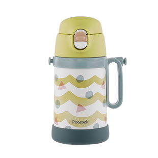 日本孔雀儿童保温杯316不锈钢带吸管小学生水杯上学专用直饮水壶