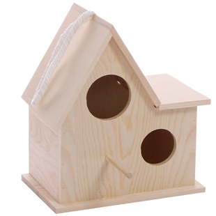 双孔实木鸟窝鹦鹉窝文鸟虎皮牡丹玄风笼内鸟巢双孔木质保暖繁殖箱