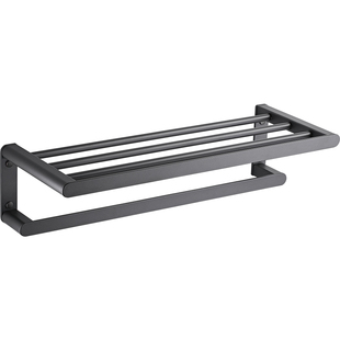 枪灰色浴巾架浴室置物架卫生间免打孔太空铝厕所洗手间收纳毛巾架