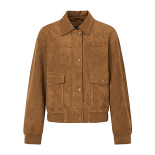 POLOWALK女式外套2025秋季新品简系复古工装风翻领外套女装上衣