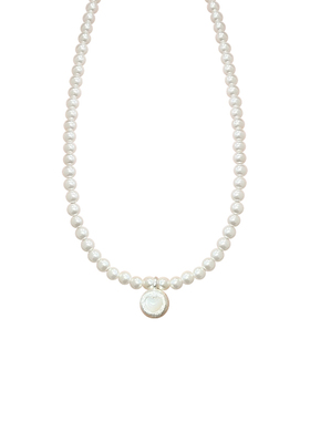 海蓝蓝贝母爱心吊坠珍珠项链