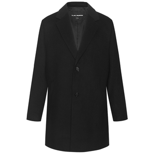 【绵羊毛】利郎奥莱毛呢大衣男士2025冬季新款纯色平驳领时尚外套