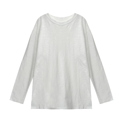 竹节棉白色短袖T恤女夏季简约