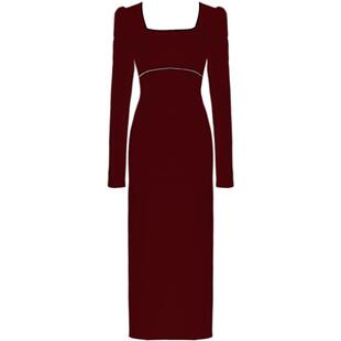 DPLAY红色连衣裙修身气质复古订婚礼服敬酒服回门服结婚女长裙