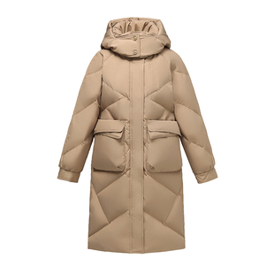 啄木鸟中长款羽绒服女士冬季2025新款宽松时尚白鸭绒加厚保暖外套