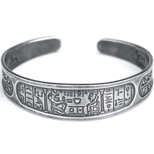 舐犬情书·阿努比斯狗纯银古埃及壁画开口手镯子送女友生日礼物