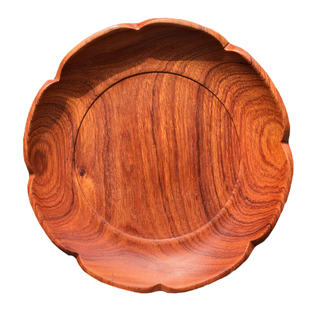 红木果盘缅甸花梨实木质茶桌瓜子糖果25CM原木中式整木料独板托盘