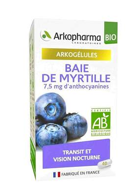 欧洲直邮Arkopharma有机蓝莓浆果盒装40粒食用健康恢复改善夜视力