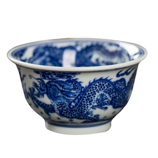 景德镇陶瓷柴窑盖碗手绘茶具套装青花瓷压手杯龙纹图案功夫龙茶碗