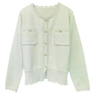 东润莲原创花色纯棉毛衣女圆领开衫小外套全棉线针织小香风短外套