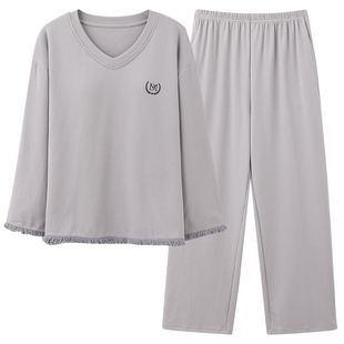 芬腾可安睡衣女款2026新款秋春季纯棉女士带胸垫长袖图标家居服夏